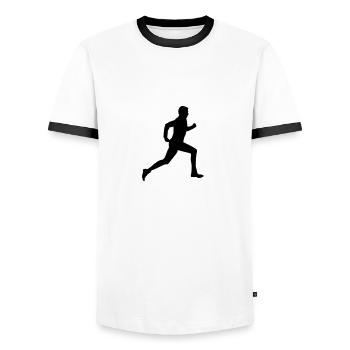 running male ii with star 2c - T-shirt contrasté Homme - blanc/noir - Devant - AI Model Female 172 light (172cm) & AI Model Male 178 dark (178cm)
