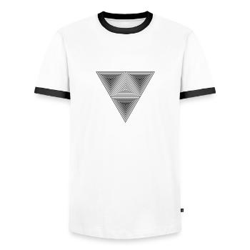 Optical illusion (Hipster Dreick) B&w Art - Männer Kontrast-T-Shirt - Weiß/Schwarz - Vorne - AI Model Female 172 light (172cm) & AI Model Male 178 dark (178cm)