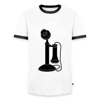 Old_Telephone_vt8 - Men's Ringer Shirt - white/black - Front - AI Model Female 172 light (172cm) & AI Model Male 178 dark (178cm)