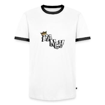 Fancy/Stylish - Men's Ringer Shirt - white/black - Front - AI Model Female 172 light (172cm) & AI Model Male 178 dark (178cm)