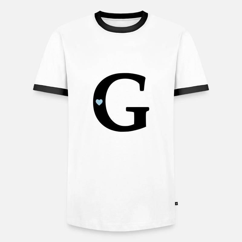 Buchstabe G Anfangsbuchstabe - Männer Kontrast-T-Shirt - Weiß/Schwarz