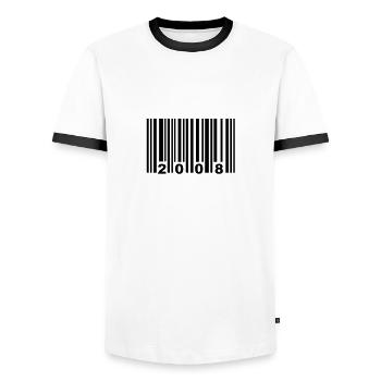 2008 - Männer Kontrast-T-Shirt - Weiß/Schwarz - Vorne - AI Model Female 172 light (172cm) & AI Model Male 178 dark (178cm)