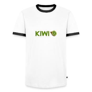Kiwi - Männer Kontrast-T-Shirt - Weiß/Schwarz - Vorne - AI Model Female 172 light (172cm) & AI Model Male 178 dark (178cm)