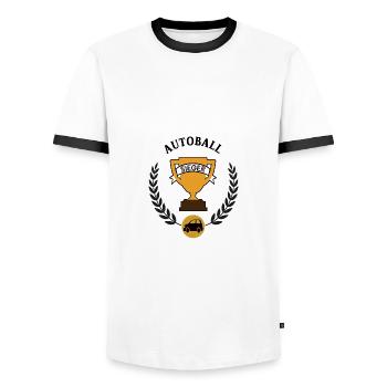 Autoball Sieger Autoballer Spieler Team Fußball - Männer Kontrast-T-Shirt - Weiß/Schwarz - Vorne - AI Model Female 172 light (172cm) & AI Model Male 178 dark (178cm)