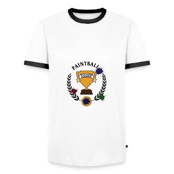 Paintball Sieger Paintballer Spieler Team Turnier - Männer Kontrast-T-Shirt - Weiß/Schwarz - Vorne - AI Model Female 172 light (172cm) & AI Model Male 178 dark (178cm)