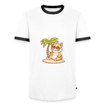Hamster Sommer Strand Comic - Männer Kontrast-T-Shirt - Weiß/Schwarz - Vorne - AI Model Female 172 light (172cm) & AI Model Male 178 dark (178cm)