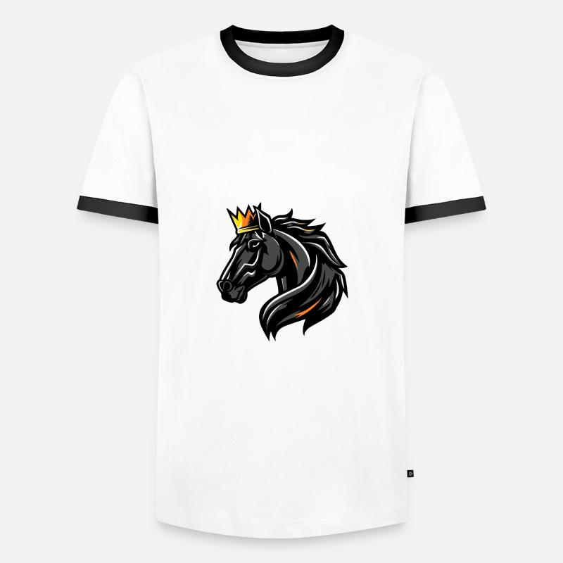Pferd Kopf Krone - Männer Kontrast-T-Shirt - Weiß/Schwarz