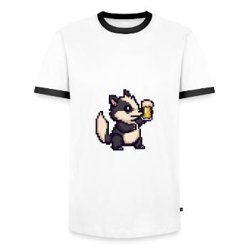 Skunk Bière Pixel - T-shirt contrasté Homme - blanc/noir - Devant - AI Model Female 172 light (172cm) & AI Model Male 178 dark (178cm)