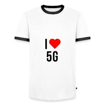 ilove5g - T-shirt contrasté Homme - blanc/noir - Devant - AI Model Female 172 light (172cm) & AI Model Male 178 dark (178cm)