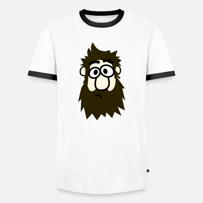 Brillenbart Comicheld - Männer Kontrast-T-Shirt - Weiß/Schwarz