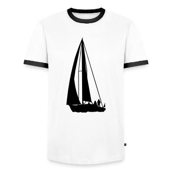 sailboat surfer surfing - Männer Kontrast-T-Shirt - Weiß/Schwarz - Vorne - AI Model Female 172 light (172cm) & AI Model Male 178 dark (178cm)
