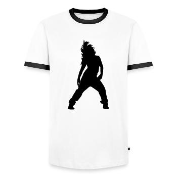breakdance - Men's Ringer Shirt - white/black - Front - AI Model Female 172 light (172cm) & AI Model Male 178 dark (178cm)