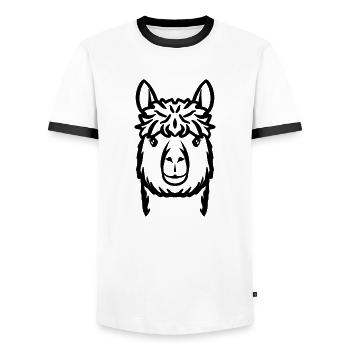 Alpaka schwarz - Männer Kontrast-T-Shirt - Weiß/Schwarz - Vorne - AI Model Female 172 light (172cm) & AI Model Male 178 dark (178cm)
