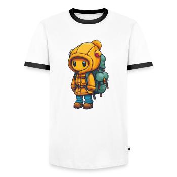 Wanderer, nicht nur für Kinder - Männer Kontrast-T-Shirt - Weiß/Schwarz - Vorne - AI Model Female 172 light (172cm) & AI Model Male 178 dark (178cm)