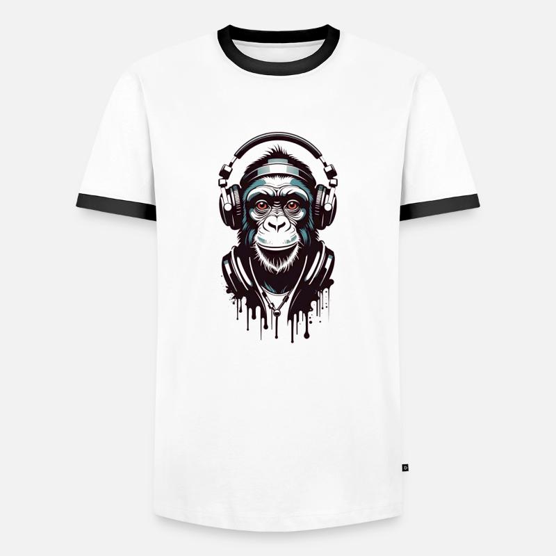 Funky Affe - Männer Kontrast-T-Shirt - Weiß/Schwarz