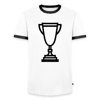 trophy - Men's Ringer Shirt - white/black - Front - AI Model Female 172 light (172cm) & AI Model Male 178 dark (178cm)