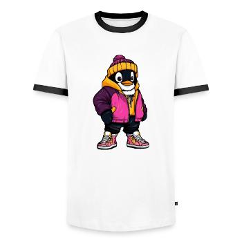 Penguin Fashion Winter - Men's Ringer Shirt - white/black - Front - AI Model Female 172 light (172cm) & AI Model Male 178 dark (178cm)