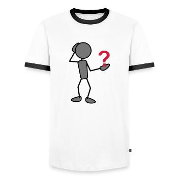 greyman_with_issues_at_hand_3c - Men's Ringer Shirt - white/black - Front - AI Model Female 172 light (172cm) & AI Model Male 178 dark (178cm)