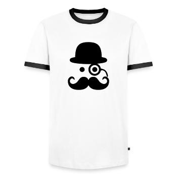Smiley Mustache - Männer Kontrast-T-Shirt - Weiß/Schwarz - Vorne - AI Model Female 172 light (172cm) & AI Model Male 178 dark (178cm)