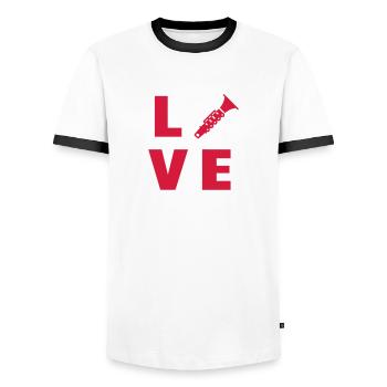 Clarinette Clarinettiste Musique Musicien Concert - T-shirt contrasté Homme - blanc/noir - Devant - AI Model Female 172 light (172cm) & AI Model Male 178 dark (178cm)