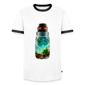 Bouteille Nature - T-shirt contrasté Homme - blanc/noir - Devant - AI Model Female 172 light (172cm) & AI Model Male 178 dark (178cm)