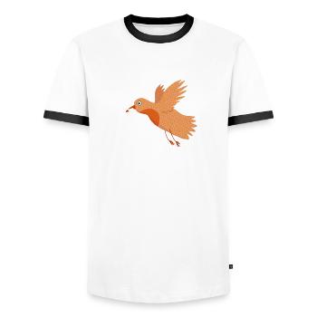 Vogel mit Brief - Männer Kontrast-T-Shirt - Weiß/Schwarz - Vorne - AI Model Female 172 light (172cm) & AI Model Male 178 dark (178cm)