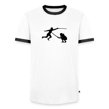 Fencing - Men's Ringer Shirt - white/black - Front - AI Model Female 172 light (172cm) & AI Model Male 178 dark (178cm)