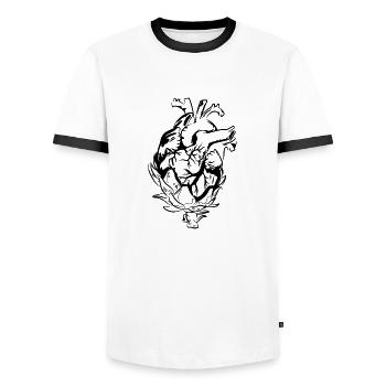 Artichoke heart - Men's Ringer Shirt - white/black - Front - AI Model Female 172 light (172cm) & AI Model Male 178 dark (178cm)