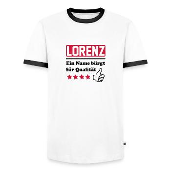 lorenz - Men's Ringer Shirt - white/black - Front - AI Model Female 172 light (172cm) & AI Model Male 178 dark (178cm)