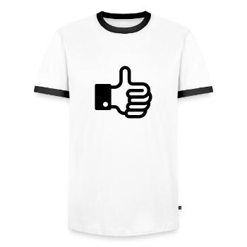 Pouces vers le haut / pouce vers le haut - T-shirt contrasté Homme - blanc/noir - Devant - AI Model Female 172 light (172cm) & AI Model Male 178 dark (178cm)