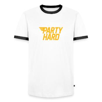party hard - Men's Ringer Shirt - white/black - Front - AI Model Female 172 light (172cm) & AI Model Male 178 dark (178cm)