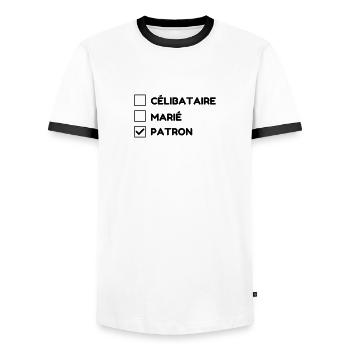 Manager Boss Chef Patron Work Job Society - Men's Ringer Shirt - white/black - Front - AI Model Female 172 light (172cm) & AI Model Male 178 dark (178cm)