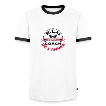 Elu meilleur coach de l'année - T-shirt contrasté Homme - blanc/noir - Devant - AI Model Female 172 light (172cm) & AI Model Male 178 dark (178cm)