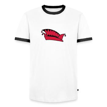 Narrenkappe No 3 - V2 - Fastnacht - Männer Kontrast-T-Shirt - Weiß/Schwarz - Vorne - AI Model Female 172 light (172cm) & AI Model Male 178 dark (178cm)