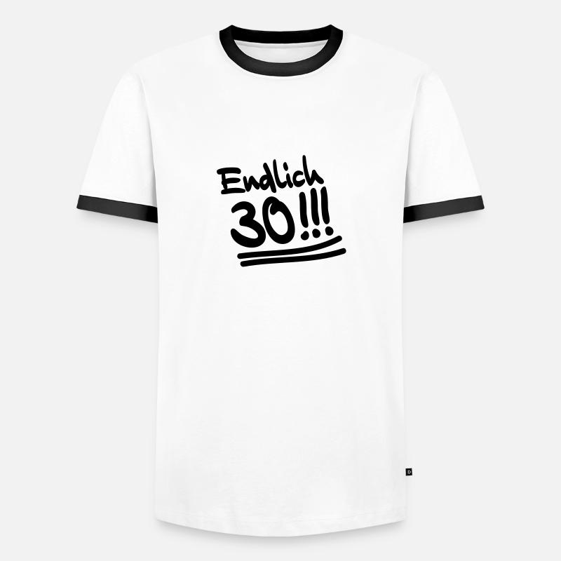 endlich_30 - Männer Kontrast-T-Shirt - Weiß/Schwarz