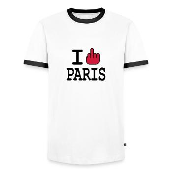 i ficken paris - Männer Kontrast-T-Shirt - Weiß/Schwarz - Vorne - AI Model Female 172 light (172cm) & AI Model Male 178 dark (178cm)