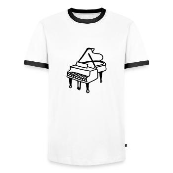 Wing - line - Men's Ringer Shirt - white/black - Front - AI Model Female 172 light (172cm) & AI Model Male 178 dark (178cm)