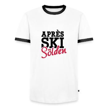 Apres Ski Sölden - T-shirt contrasté Homme - blanc/noir - Devant - AI Model Female 172 light (172cm) & AI Model Male 178 dark (178cm)