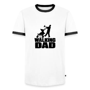 zombie dad humor funny fun daddy - Men's Ringer Shirt - white/black - Front - AI Model Female 172 light (172cm) & AI Model Male 178 dark (178cm)