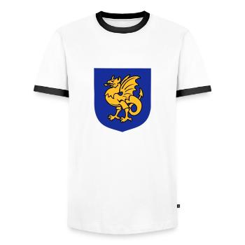fantasy creature griffin drawing Bornholm - Men's Ringer Shirt - white/black - Front - AI Model Female 172 light (172cm) & AI Model Male 178 dark (178cm)