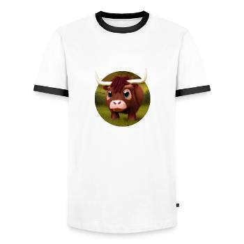 Baby water buffalo - Men's Ringer Shirt - white/black - Front - AI Model Female 172 light (172cm) & AI Model Male 178 dark (178cm)
