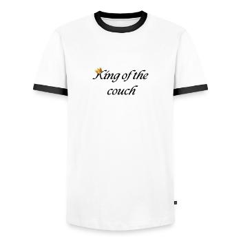 King of the couch - Men's Ringer Shirt - white/black - Front - AI Model Female 172 light (172cm) & AI Model Male 178 dark (178cm)