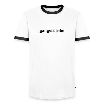 gangsta bébé Filles et garçons vêtements assortis - T-shirt contrasté Homme - blanc/noir - Devant - AI Model Female 172 light (172cm) & AI Model Male 178 dark (178cm)
