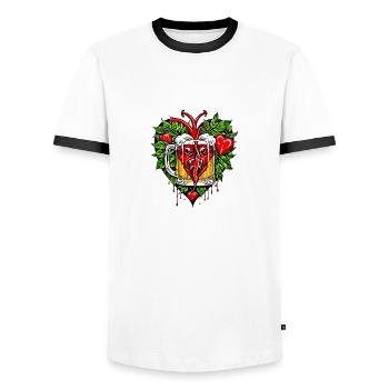 I love beer - Men's Ringer Shirt - white/black - Front - AI Model Female 172 light (172cm) & AI Model Male 178 dark (178cm)