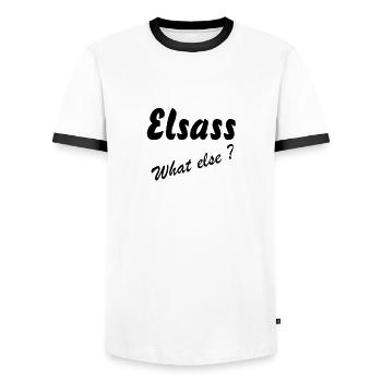 Elsass What Else - Men's Ringer Shirt - white/black - Front - AI Model Female 172 light (172cm) & AI Model Male 178 dark (178cm)