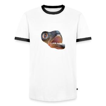 piranha am431 - Men's Ringer Shirt - white/black - Front - AI Model Female 172 light (172cm) & AI Model Male 178 dark (178cm)