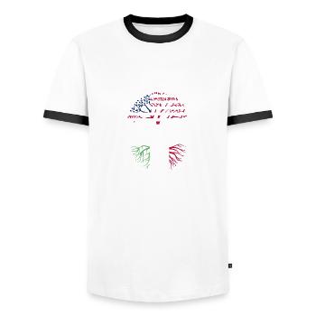 Non-Italian Vintage Distressed USA Flag, ab - Men's Ringer Shirt - white/black - Front - AI Model Female 172 light (172cm) & AI Model Male 178 dark (178cm)