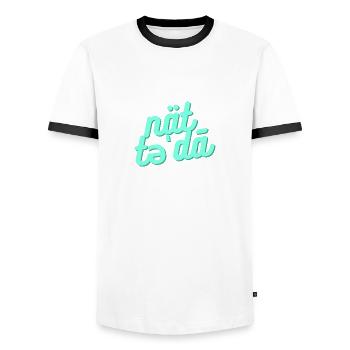 Nicht heute / not today - Männer Kontrast-T-Shirt - Weiß/Schwarz - Vorne - AI Model Female 172 light (172cm) & AI Model Male 178 dark (178cm)
