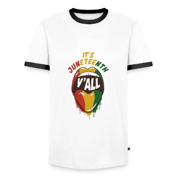 Juneteenth Black History Day Pride Gift - Men's Ringer Shirt - white/black - Front - AI Model Female 172 light (172cm) & AI Model Male 178 dark (178cm)
