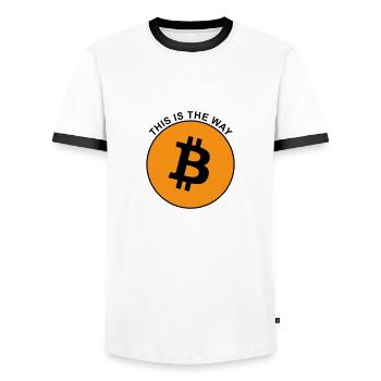 Bitcoin This is the way - Männer Kontrast-T-Shirt - Weiß/Schwarz - Vorne - AI Model Female 172 light (172cm) & AI Model Male 178 dark (178cm)